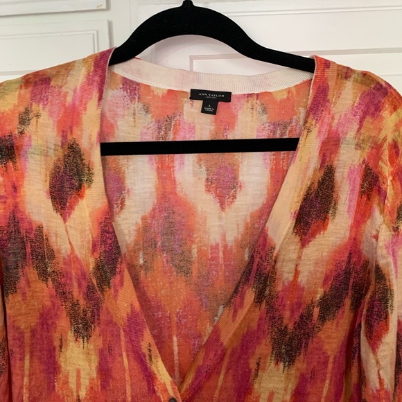 Ann Taylor sunset colorful long sleeve cardigan button up - Picture 2 of 7